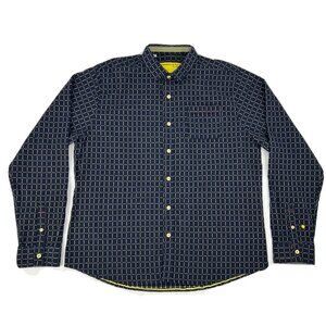 Descendant of Thieves Shirt Men 2XL Blue Squares Button Down 107 Limited Edition
